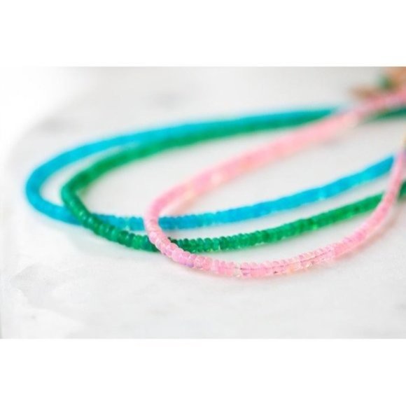 Blue Necklace STUNNING Necklace Ethiopian Paraiba Blue Beaded Fire Opal Necklace - Picture 9 of 9